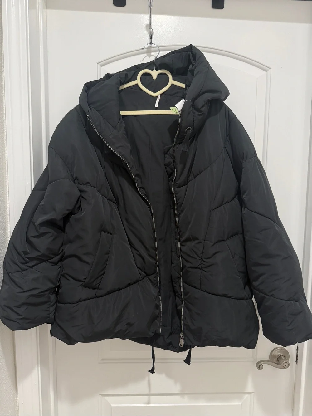 Free People Oversized Black Hooded Puffer Coat size S